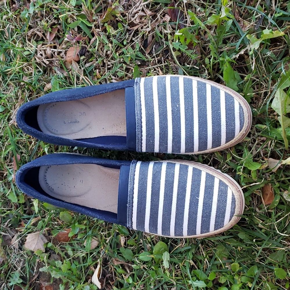 Clarks Serena Paige Comfort Collection Espadrille Loafer Size 7 Nautical Coastal